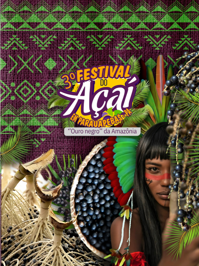Cartaz oficial do 3º Festival do Açaí — Ouro Negro da Amazônia (edição 2025)